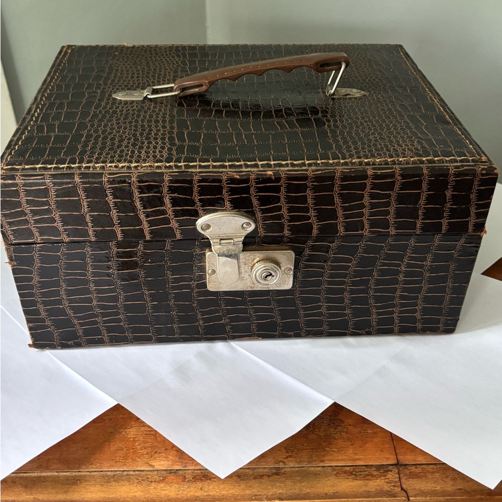 Brown Crocodile Patterned Storage Box